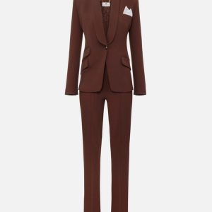 <b>ELISABETTA FRANCHI</b> Tailleur in crêpe colore COFFEE