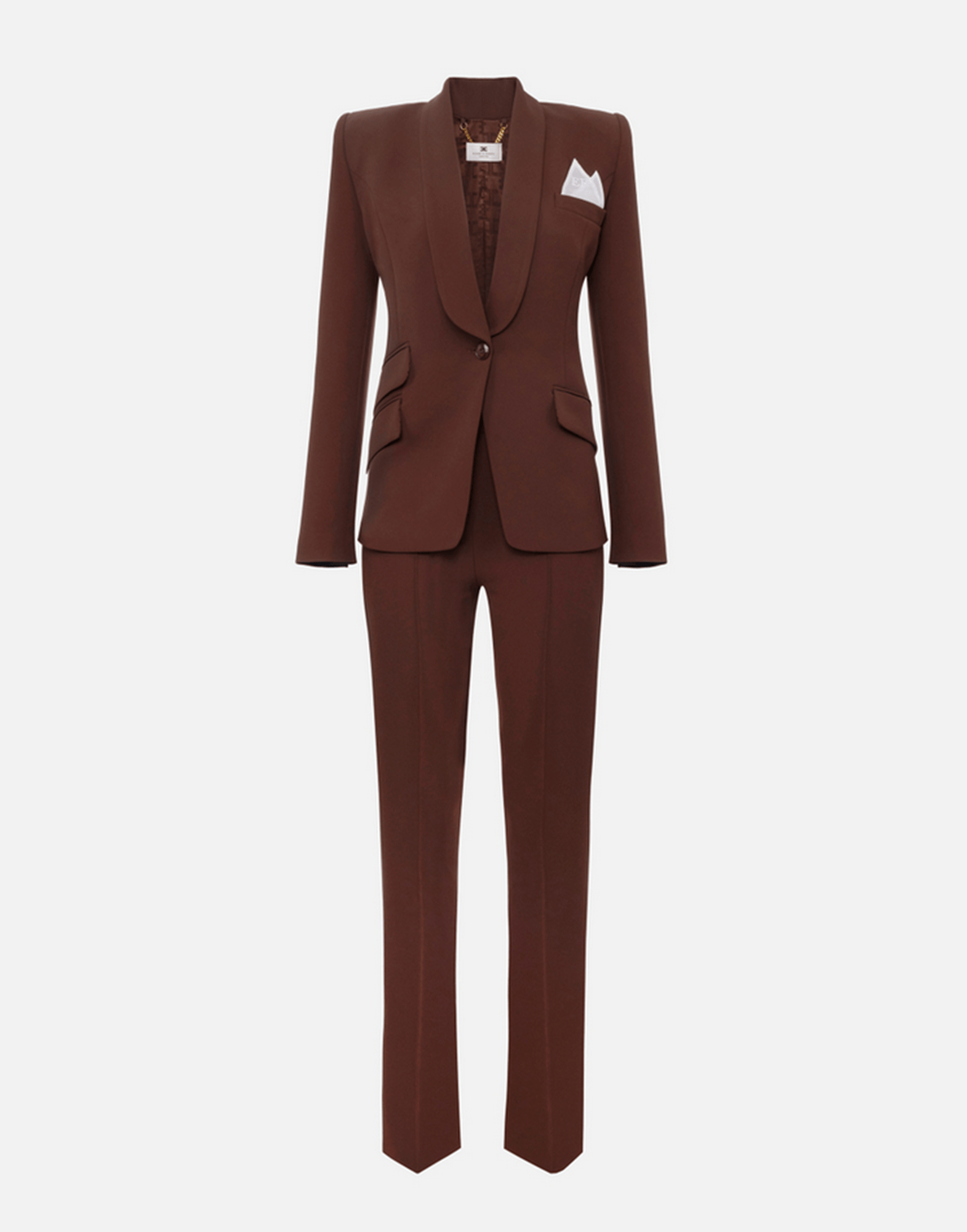 <b>ELISABETTA FRANCHI</b> Tailleur in crêpe colore COFFEE - immagine 2