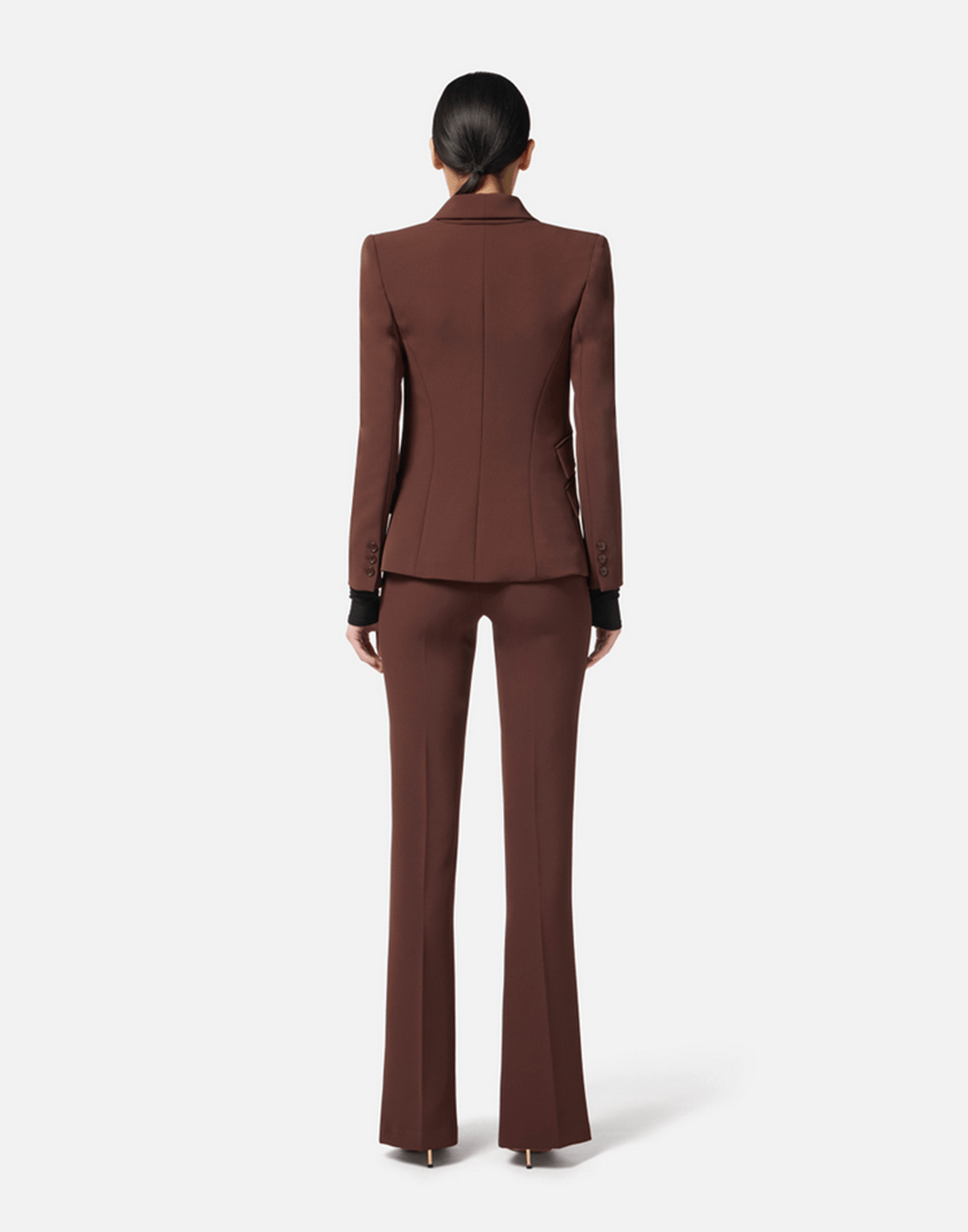 <b>ELISABETTA FRANCHI</b> Tailleur in crêpe colore COFFEE - immagine 6