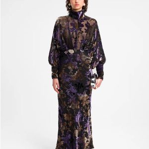 WEILI ZHENG ABITO LUNGO IN DEVORE’ FLOWERS