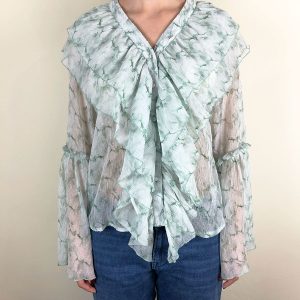 WEILI ZHENG CAMICIA CHIFFON GREEN