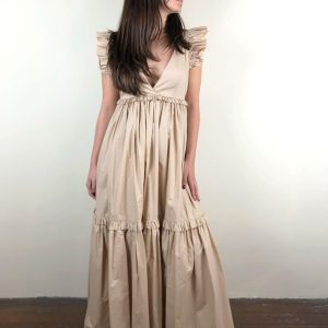 WEILI ZHENG MAXI ABITO VOLANTS SABBIA