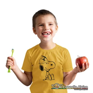 T-shirt da bimbo con Snoopy Alpino Seduto