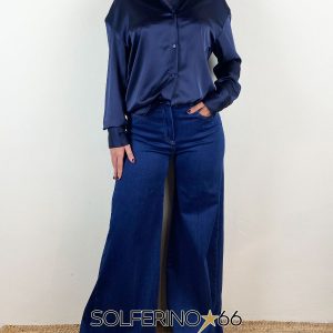 WEILI ZHENG CAMICIA SATIN BLU NAVY