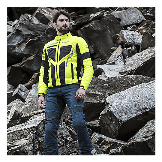 Giacca Moto In Tessuto Traforata Hevik IKARO Nero Giallo Fluo - immagine 4