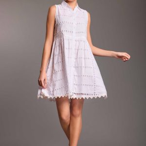 Abito corto bianco in sangallo Elsa Iconique