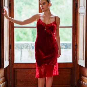 Babydoll bordeaux Velvet Marjolaine