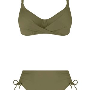 Bikini a balconcino con slip coulisse verde Antigel