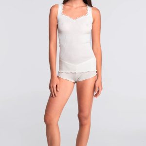 Canotta a costine Avorio a Costine con Pizzo – Oscalito