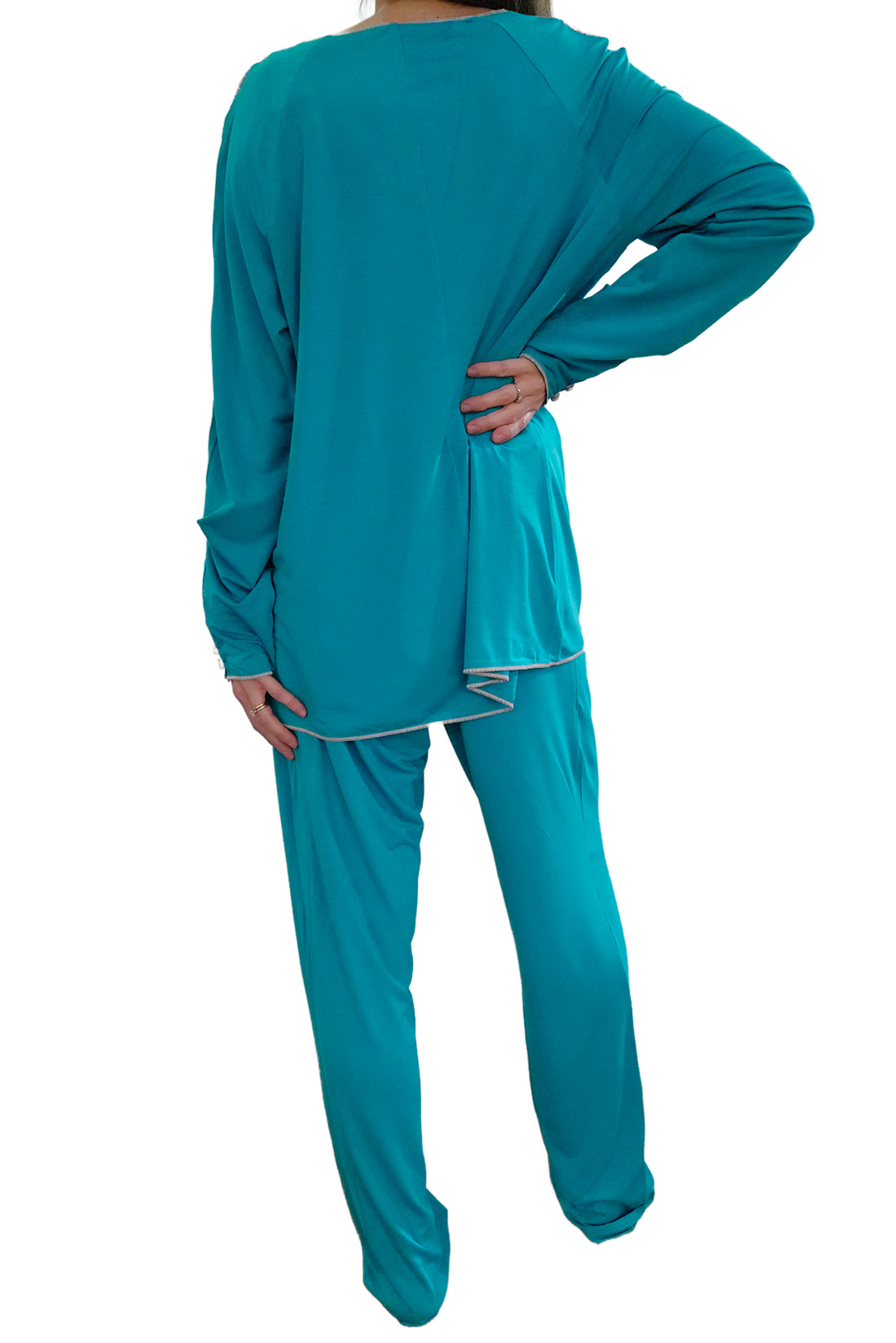 Pigiama Donna Modal Turchese con Pizzo – Paladini - immagine 3