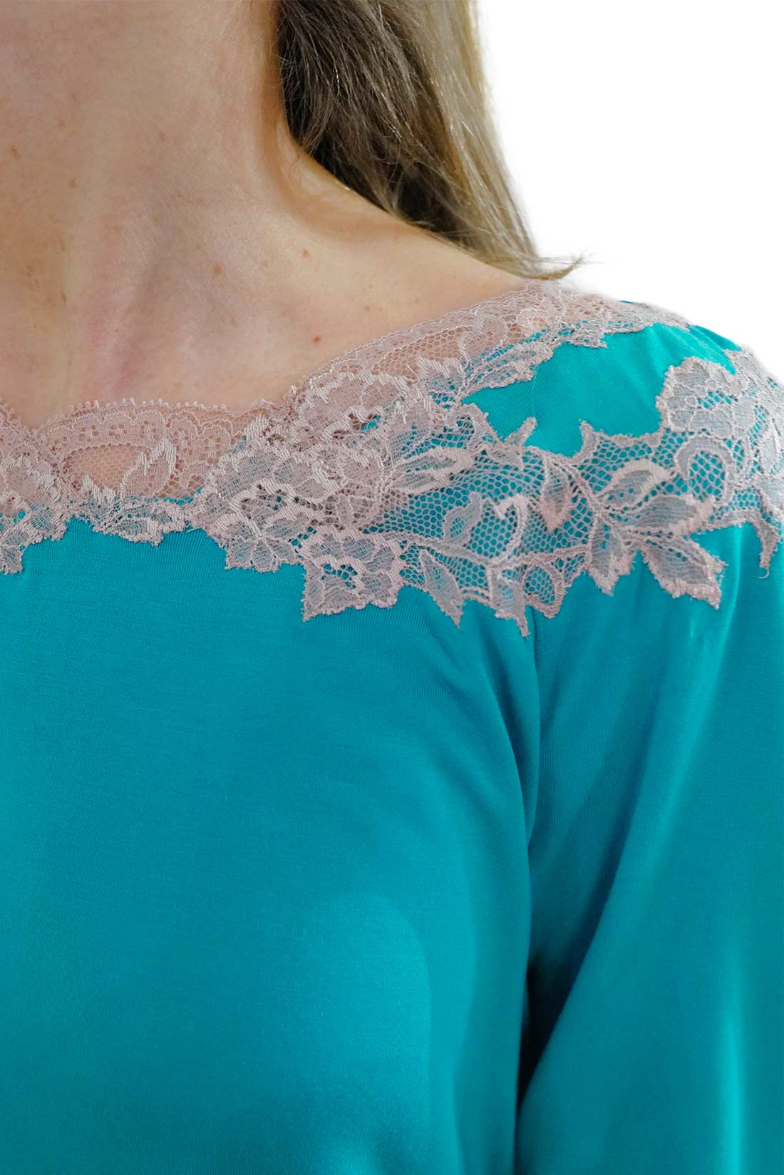 Pigiama Donna Modal Turchese con Pizzo – Paladini - immagine 5