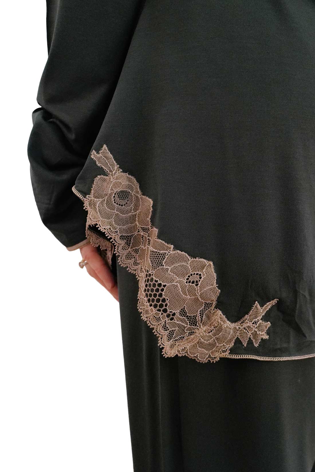 Pigiama Donna Modal Verde Bosco Pizzo – Paladini - immagine 3