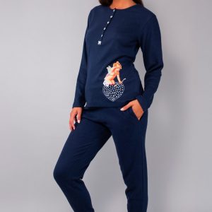 Pigiama a serafino da donna blu Verdissima