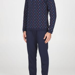 Pigiama a serafino blu fantasia slitte Nocera Julipet