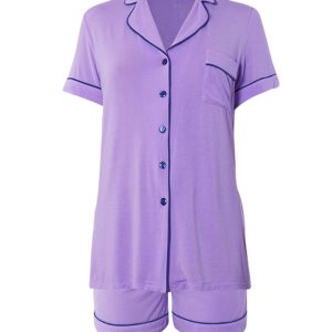 Pigiama corto tutto aperto lilla Verdissima