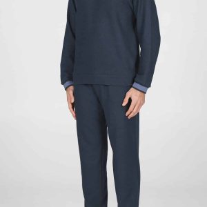 Pigiama da uomo Julipet Alessandria-Girocollo Caldo Blu
