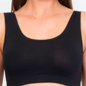 Bralette nera senza ferretto in cotone Verdissima