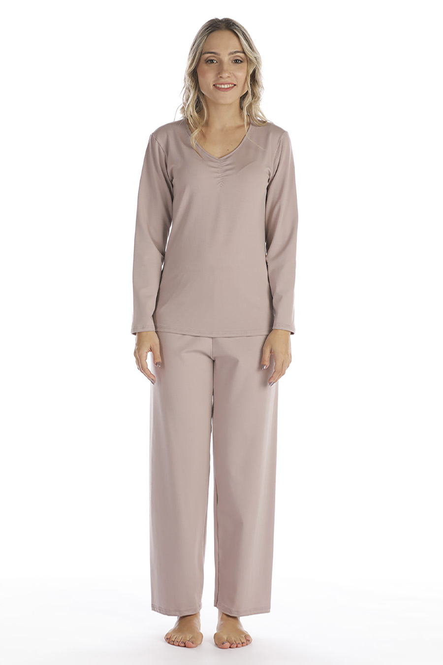 Pigiama in cotone modal con scollo a V - immagine 3