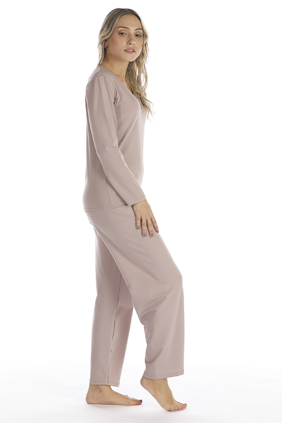 Pigiama in cotone modal con scollo a V - immagine 4