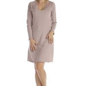 Camicia da notte in cotone modal e pizzo