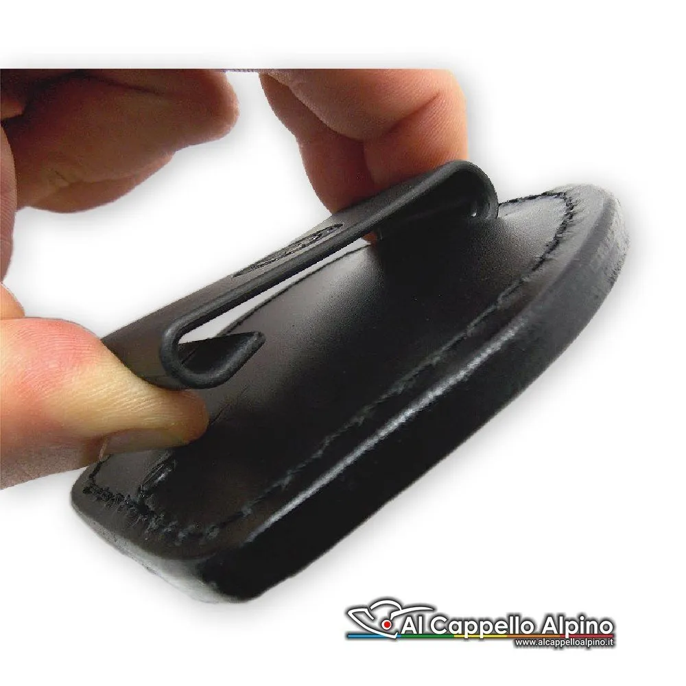Porta placca Vega Holster Polizia di Stato (senza placca), cuoio, aggancio clip, 8×9 cm - immagine 4