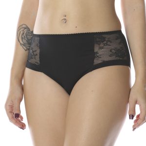 Slip alto in microfibra e pizzo