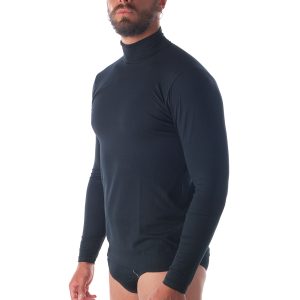 Maglia manica lunga in cotone e modal collo ciclista