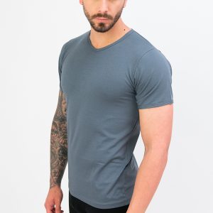 T-shirt in cotone e modal collo V